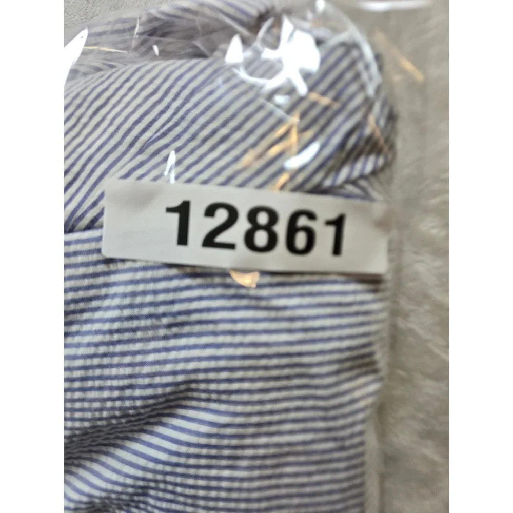 Saddlebred Seersucker Blazer Men 44R Blue White Striped Cotton Sport Coat Jacket